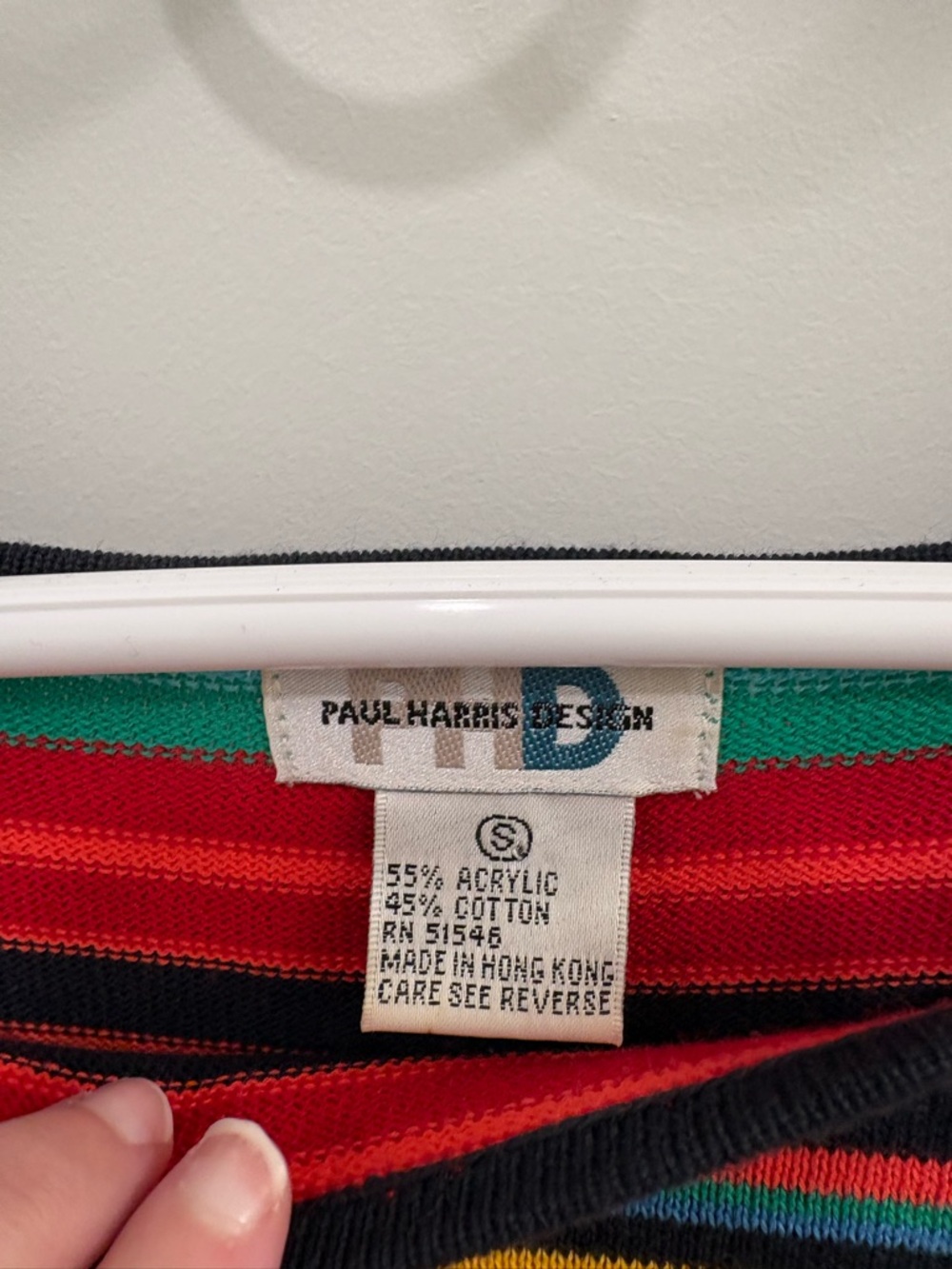 Vintage 90s Knit Cotton Blend Multicolor Stripe Paul Harris Design Sweater Sz S - Picture 2 of 8